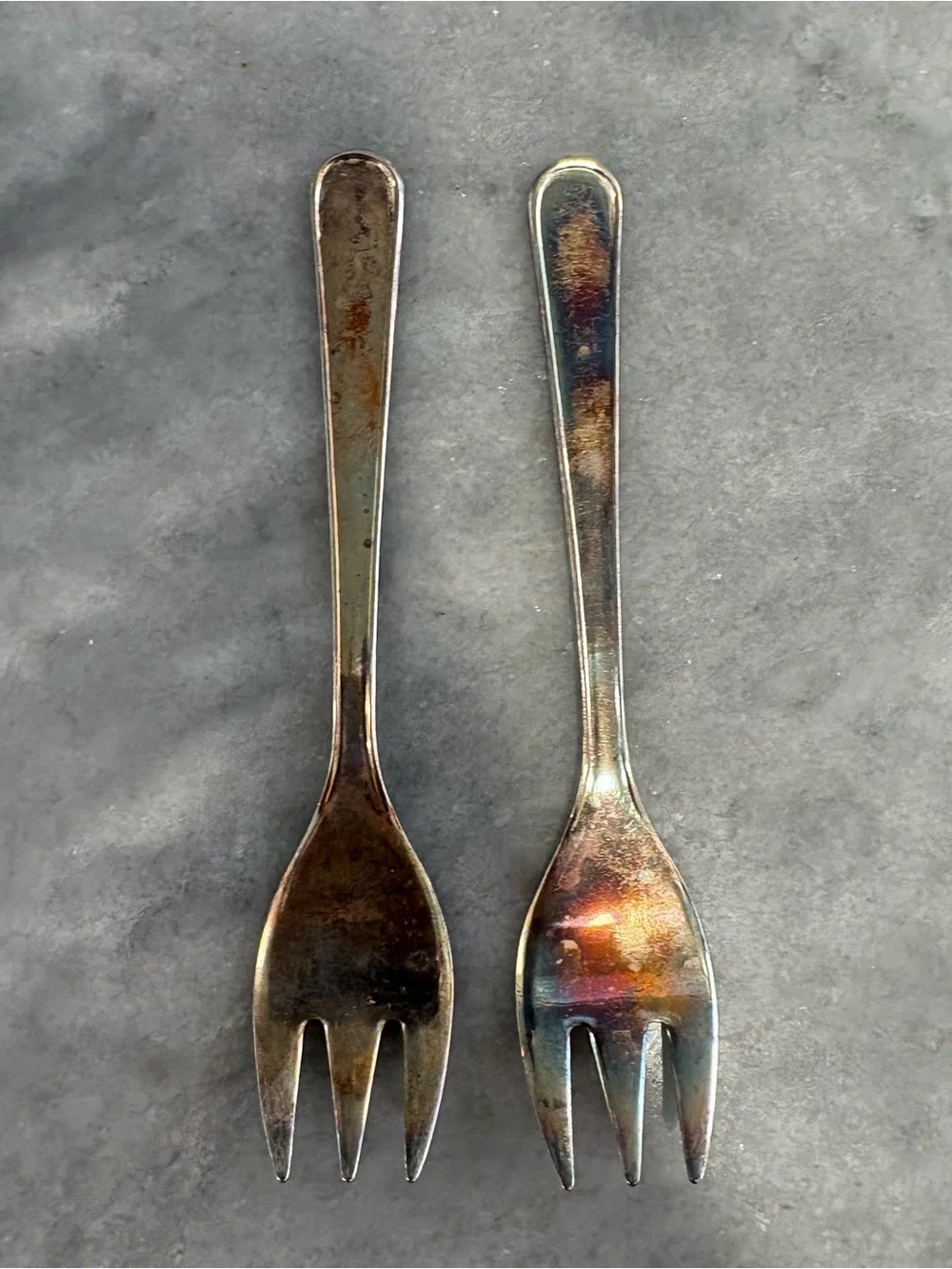 Vtg Set of 2 LEONARD Silver Plated Italy Small Cocktail Seafood Fork Replacement